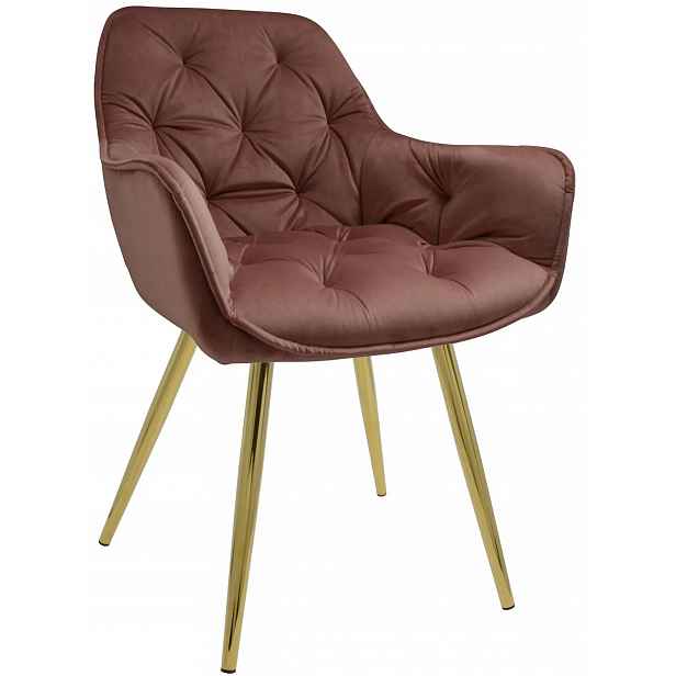 Křeslo Dankor Design Arten X Velur Starorůžová Zlaté