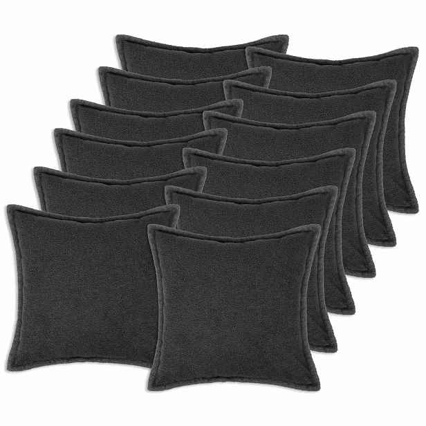 vidaXL Povlak na polštář 12 pcs HOUTEN Tmavě šedá 50 x 50 cm Bouclé