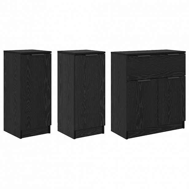 vidaXL Servírovací skříň 3 ks Černý dub 69,5 x 34 x 180 cm
