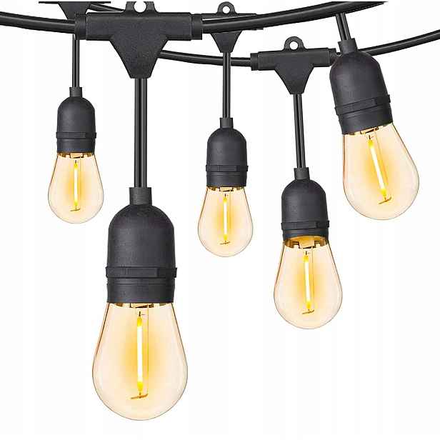 Zahradní světelná girlanda 10 m 20x E27 Led žárovky, řetěz, zahradní lampy