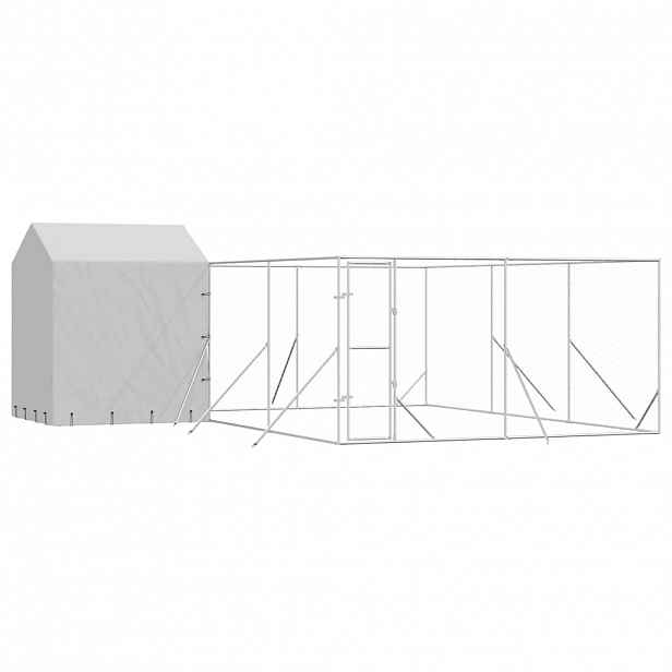 vidaXL Venkovní psí kotec se střechou stříbrný 6 x 6 x 2,5 m ocel