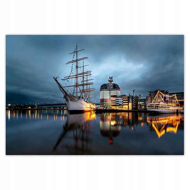 Fototapety 200x135 Plachetnice v přístavu v noci