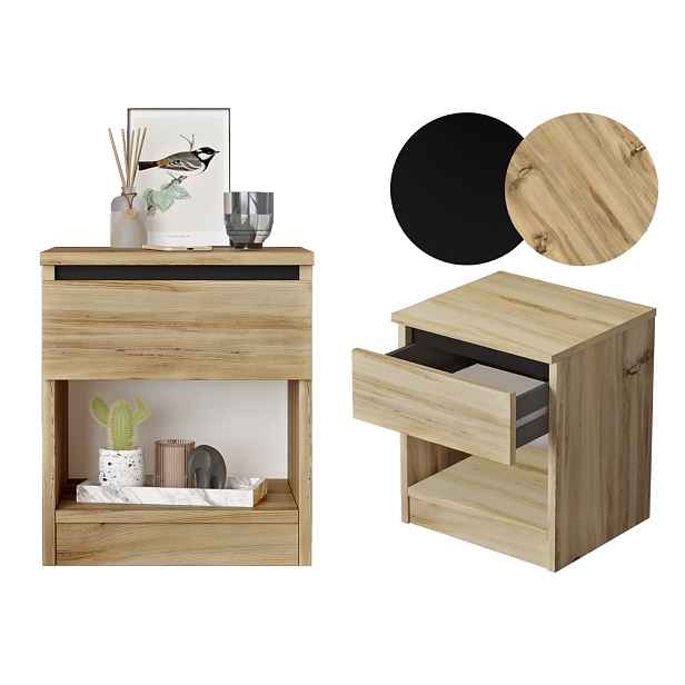 Stabilní noční stolek Luvio dub, noční stolek komoda šuplík 40cm Loft