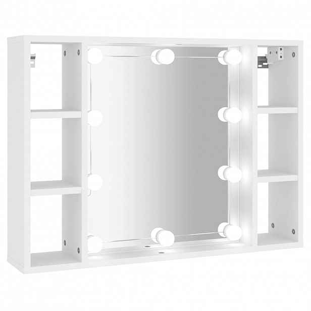 vidaXL Zrcadlová skříňka s LED bílá 76 x 15 x 55 cm