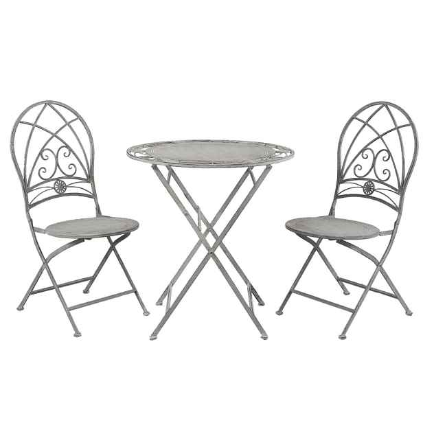 Zahradní skládací souprava bitro set - stůl + 2židle- Ø 70*76 cm / 42*54*93 cm (2) Clayre & Eef