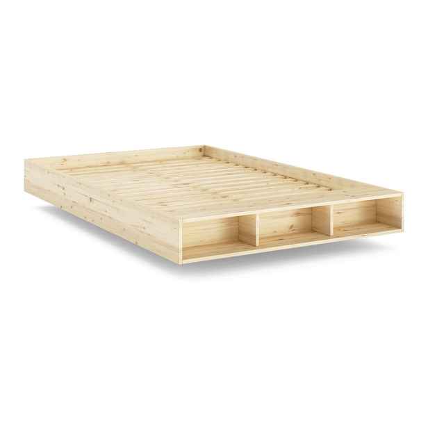 Dvoulůžková postel z borovicového dřeva s roštem 140x200 cm v přírodní barvě Merge – Karup Design