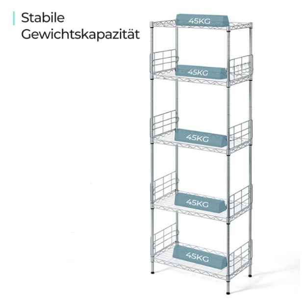 Stojanový regál kovový 5 polic šedý