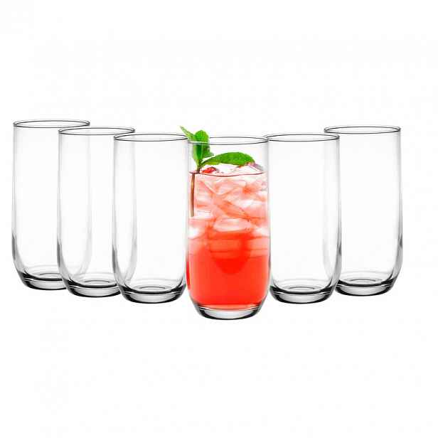 TEMU Sada 6 sklenic Highball, Glasmark , 300 ml, 140 mm x 62 mm, Průhledné sklo, Klasické, Elegantní, Jednoduché, Válcové, Univerzální pro vodu,