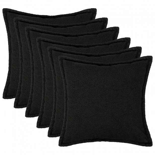 vidaXL Povlak na polštář 6 pcs HOUTEN Černá 50 x 50 cm Bouclé