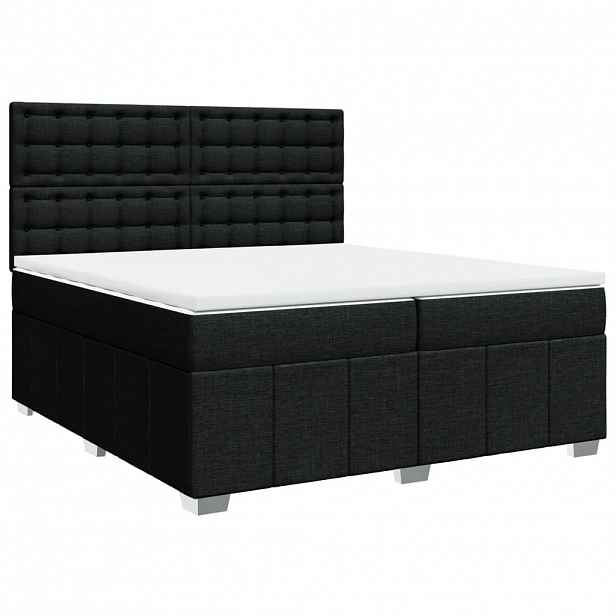 vidaXL Box spring postel s matrací černá 200x200 cm textil