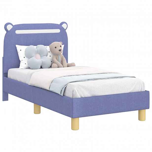 vidaXL Rám postele pro batole s čelem Modrá džínovina 70 x 140 cm