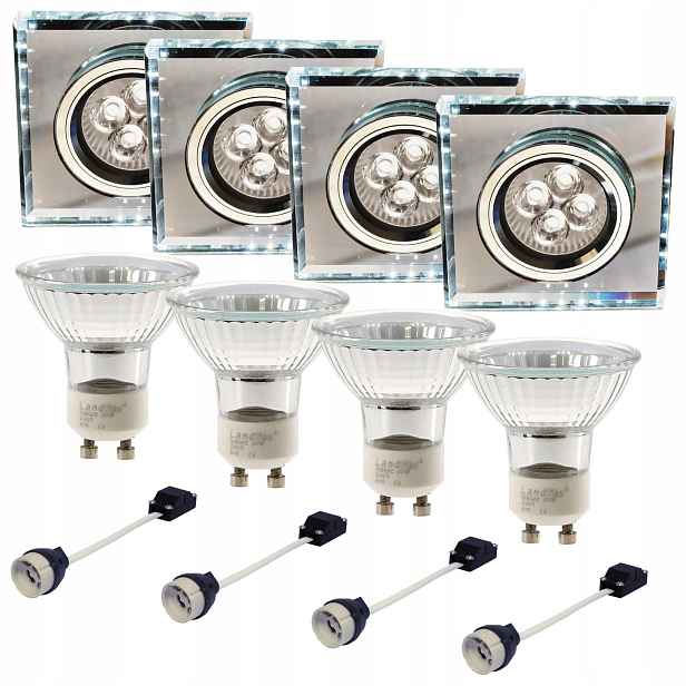 4x Halogenové stropní svítidlo Bílý Led pásek žárovka GU10 50W Sada