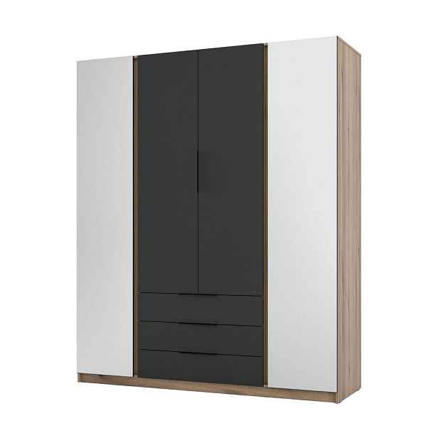 MASSENO ŠATNÍ SKŘÍŇ S OTOČNÝMI DVEŘMI CAGLIARI, 200/239/61,9 cm 4dveřová se zrcadlem, zlatá