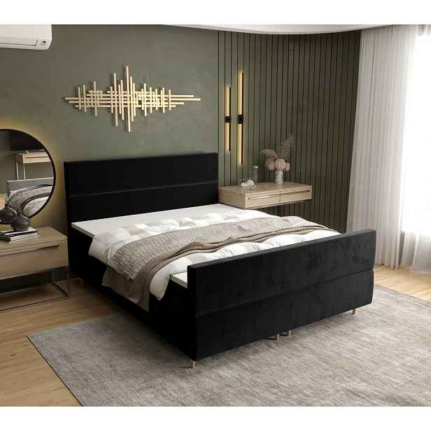 Kontinentální manželská postel ANGELES PLUS - 160x200, černá