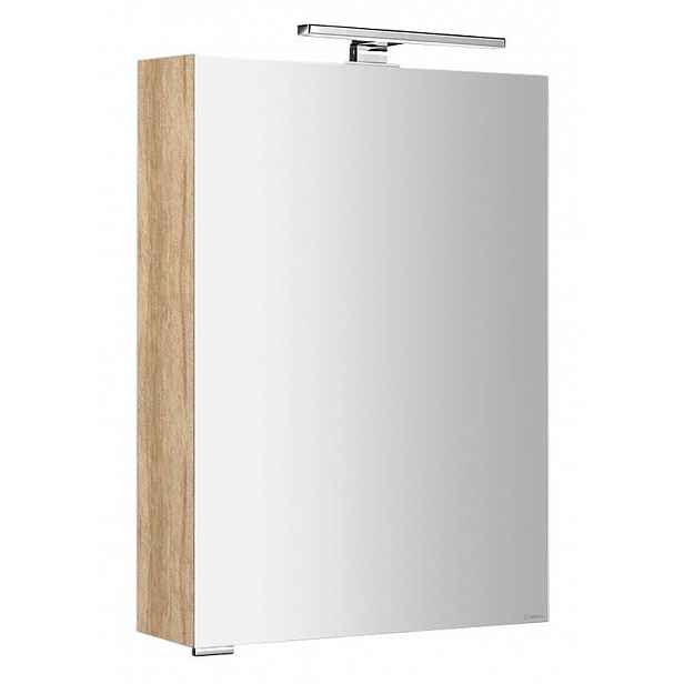 Sapho Mirró - Zrcadlová skříňka s LED osvětlením 50x70x16 cm, P/L, dub alabama MC050-0022