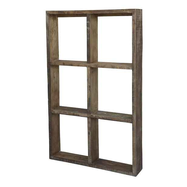 Hnědý antik nástěnný dřevěný regál Grimaud Unit - 94*19*152 cm Chic Antique