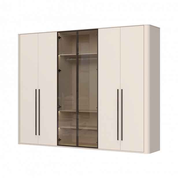 Skříň prosklená s osvětlením RONDO - P6R-2AL/RO - Cashmere lak mat
