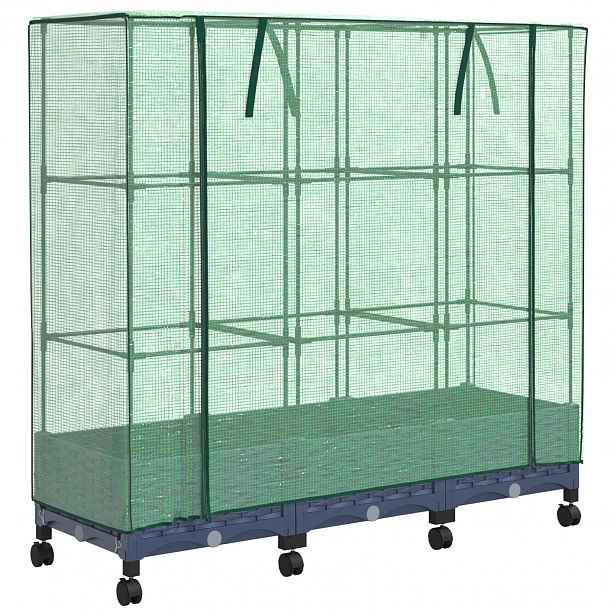 vidaXL Zahradní květináč s krytem pro skleníky a koly 3 ks Modro šedá