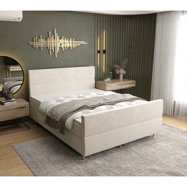 Kontinentální manželská postel ANGELES PLUS - 160x200, béžová