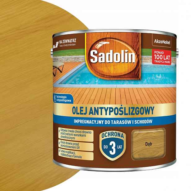 Sadolin Protiskluzový ochranný olej 3 Roky pro terasy a schody 2,5L Dub