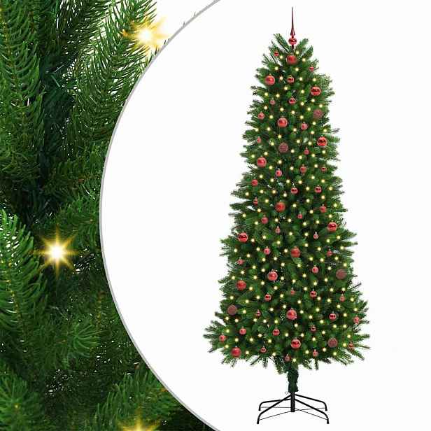 vidaXL Vánoční stromeček s 300 LED diodami s stojanem Zelená 240 cm PE