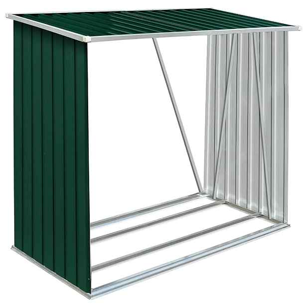 vidaXL Zahradní kůlna na dříví pozinkovaná ocel 163x83x154 cm zelená
