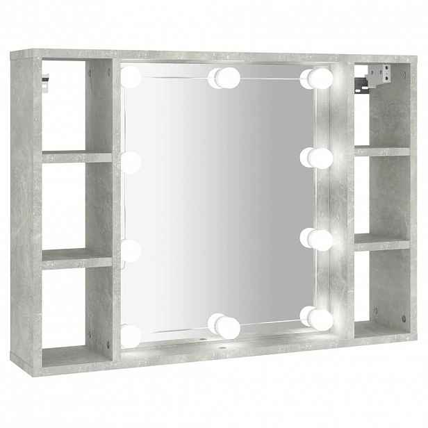 vidaXL Zrcadlová skříňka s LED betonově šedá 76 x 15 x 55 cm