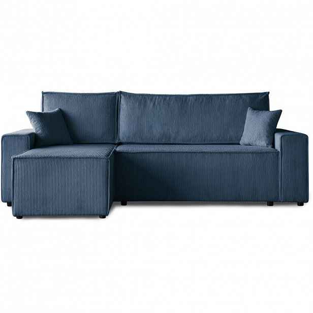 Beautysofa ROHOVÁ ROZKLÁDACÍ POHOVKA Hektor, s funkcí spaní, tmavě modrá