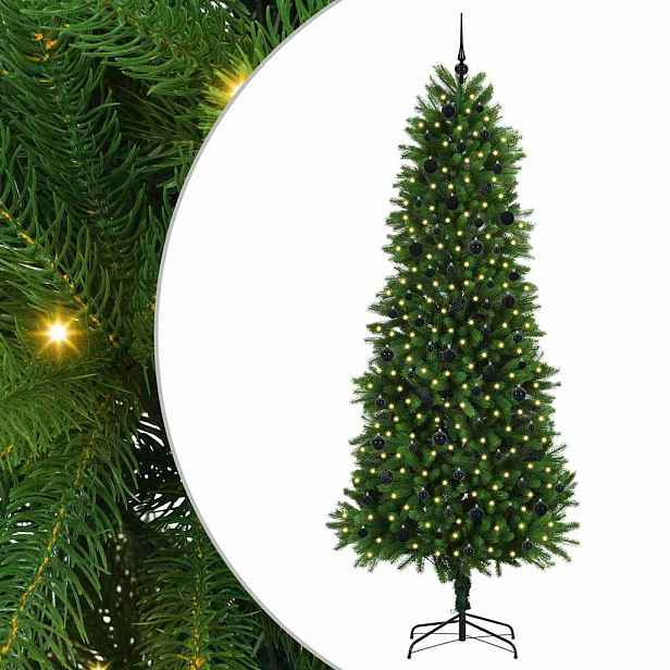 vidaXL Vánoční stromeček s 300 LED diodami s stojanem Zelená 240 cm PE