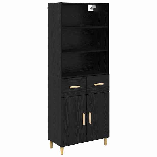 vidaXL Vysoký bufet Černý dub 69,5 x 32,5 x 180 cm Kompozitní dřevo