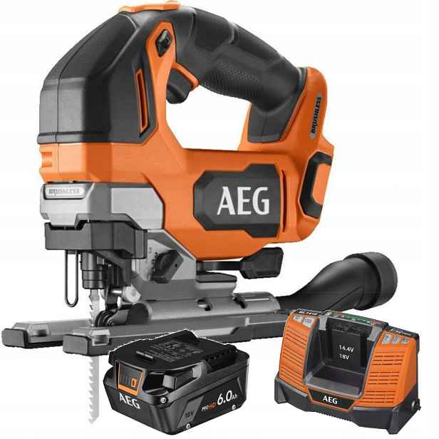 Aeg Bezkartáčová přímočará pila 18 V nabíječka BL1418 Akumulátor 6.0 Ah