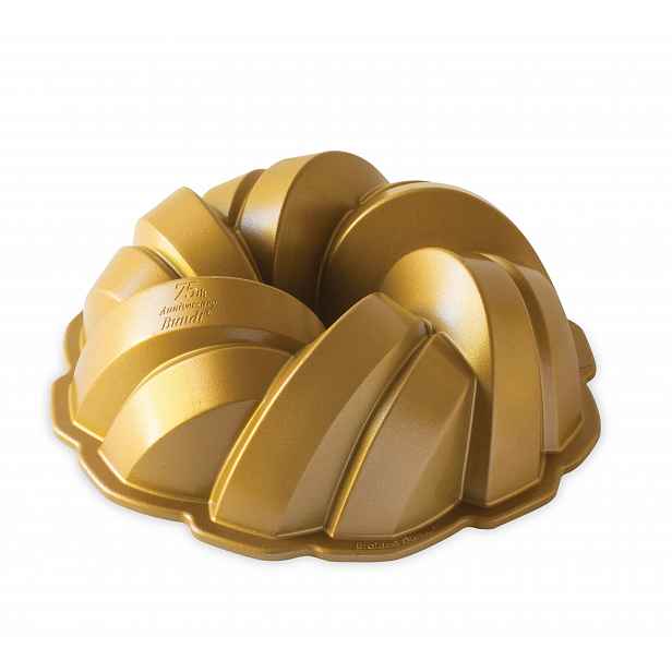 Forma na bábovku Nordic Ware 75. Anniversary Propletená, zlatá, 2,84 l