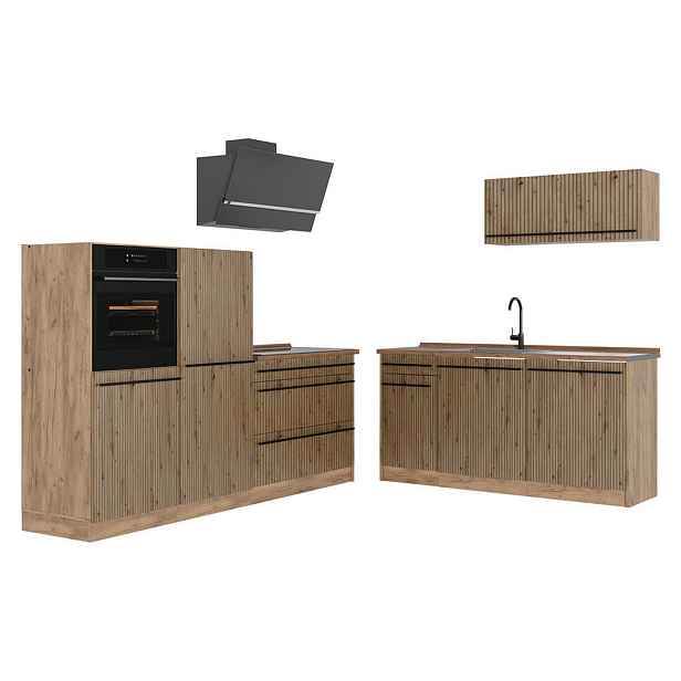 Vicco KUCHYŇSKÝ KOUT R-Line, Řemeslný dub/Zlatý mocný dub, 220 cm pracovná doska Dub Goldkraft