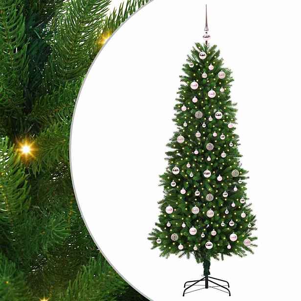 vidaXL Vánoční stromeček s 300 LED diodami s stojanem Zelená 240 cm PE