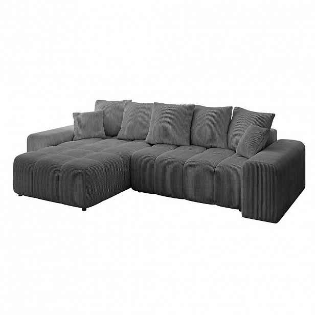 ALTDECOR ROHOVÁ SEDACÍ SOUPRAVA s otomanem vlevo ENIL-L 297x189x68 tmavě šedý manšestr