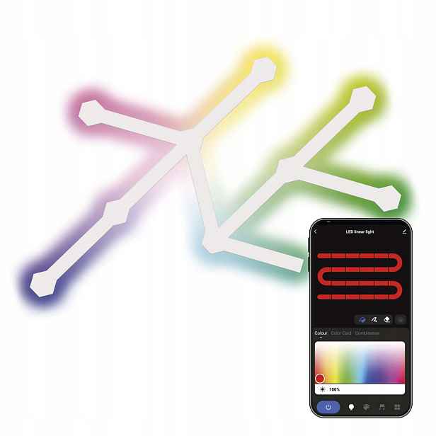 GoSmart Led svítidlo Lines bílé, 9 dílů, 34 W, Rgbic stmívatelné, WiFi