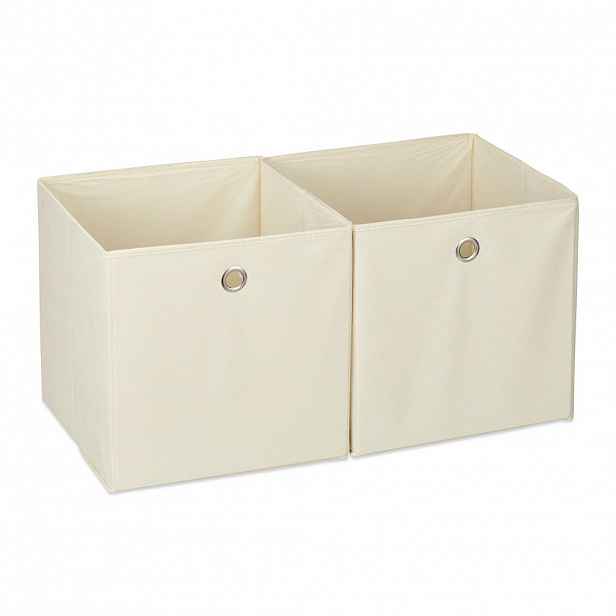 Relaxdays ÚLOŽNÝBOX Béžová 2kusový-set látka skládací