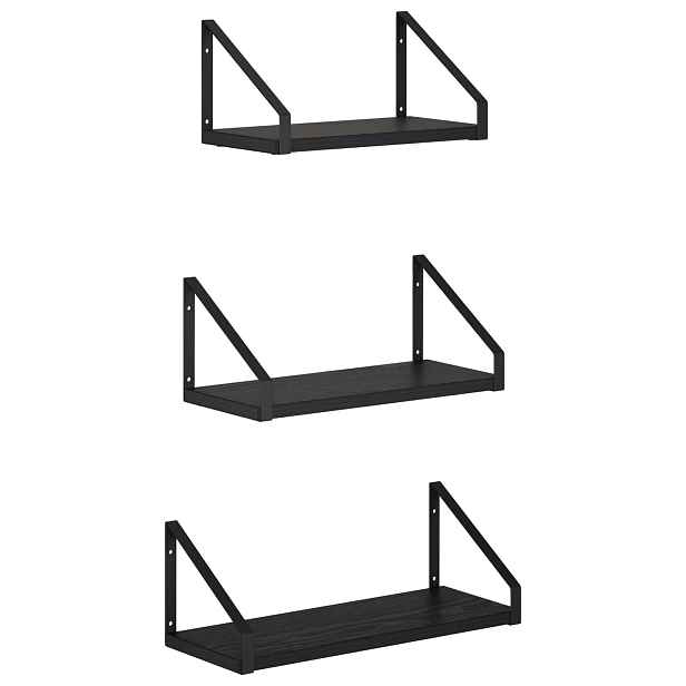 vidaXL Nástěnné poličky 3 ks Černý dub 40 x 16 x 15,5 cm