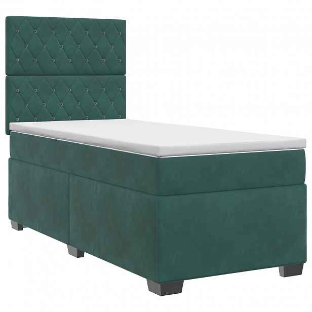 vidaXL Postel boxspring s matrací Tmavě zelená 80 x 200 cm Samet