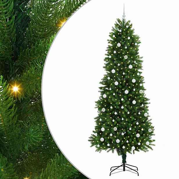 vidaXL Vánoční stromeček s 300 LED diodami s stojanem Zelená 240 cm PE