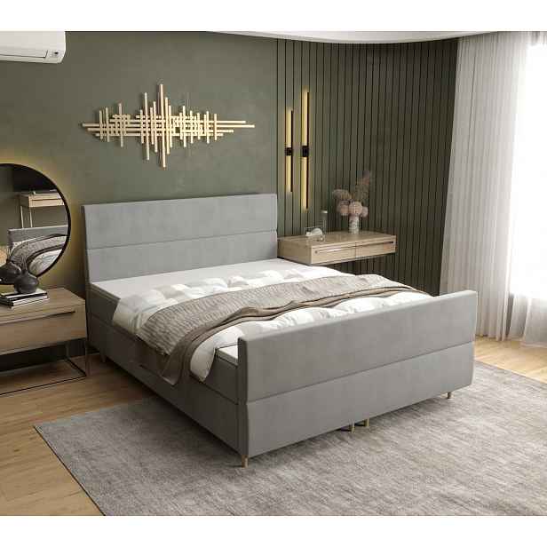 Kontinentální manželská postel ANGELES PLUS - 160x200, světle šedá