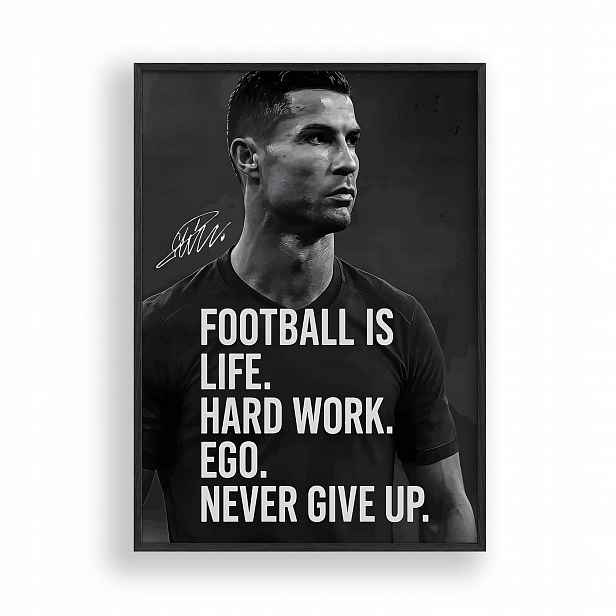 Obraz Ronaldo Motivační citát Plakát Rámeček Dřevěný Černý 30x42 cm