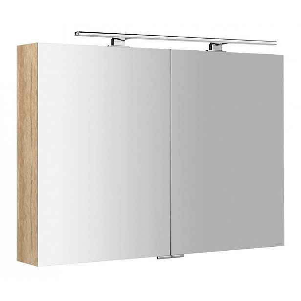 Sapho Mirró - Zrcadlová skříňka s LED osvětlením 100x70x16 cm, 2x dvířka, dub alabama MC100-0022
