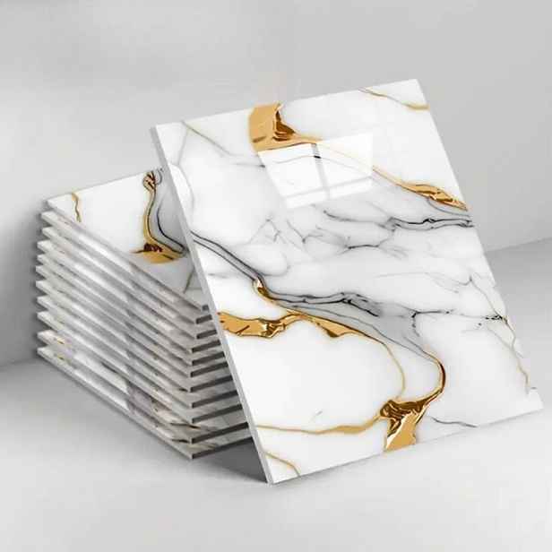 TEMU 10 ks Samolepicích Mramorových Obkladů – 11,81" x 11,81" PVC Pěnové Voděodolné, Snadno Nalepitelné, DIY Stříhatelné, Vícebarevný Moderní Kuchyně