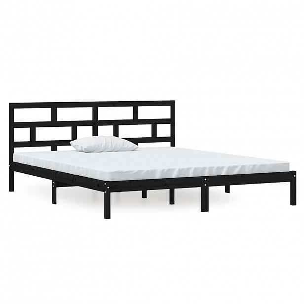 vidaXL Rám postele černý 135 x 190 cm Double masivní dřevo