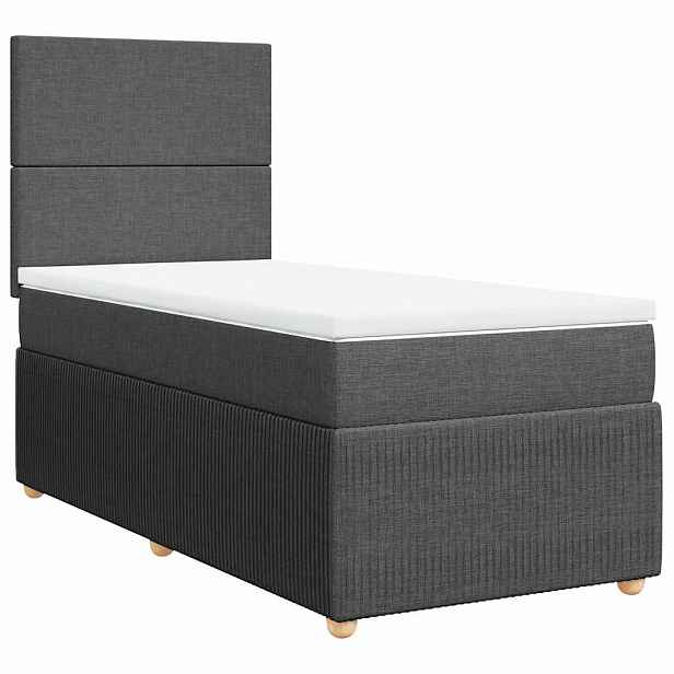 vidaXL Box spring postel s matrací tmavě šedá 80 x 200 cm textil