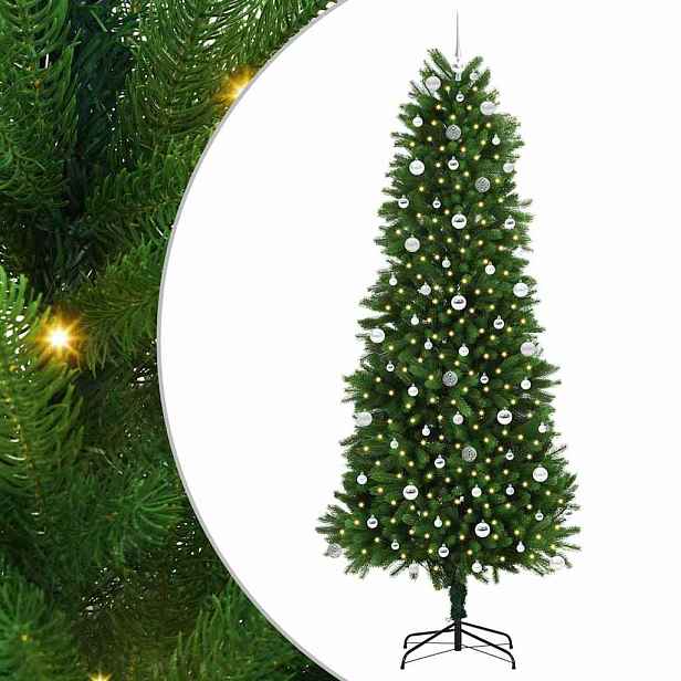 vidaXL Vánoční stromeček s 300 LED diodami s stojanem Zelená 240 cm PE
