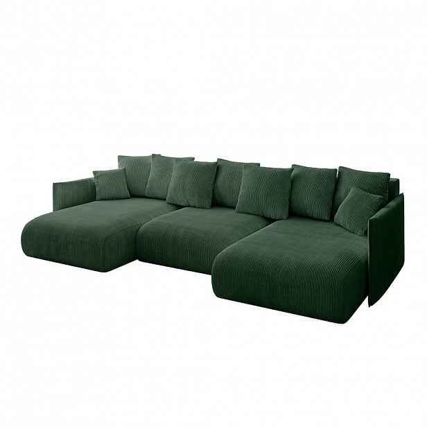 ALTDECOR SEDACÍ SOUPRAVA s funkcí lůžka a úložným prostorem pod postelí ONESK-U 317x177x72 zelený manšestr