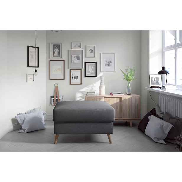 Čalouněný taburet SASHA - šedý
