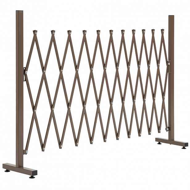 Outsunny ZAHRADNÍ PLOT, hliník, železo, tmavě hnědý, 103,5V x 35–300Š cm